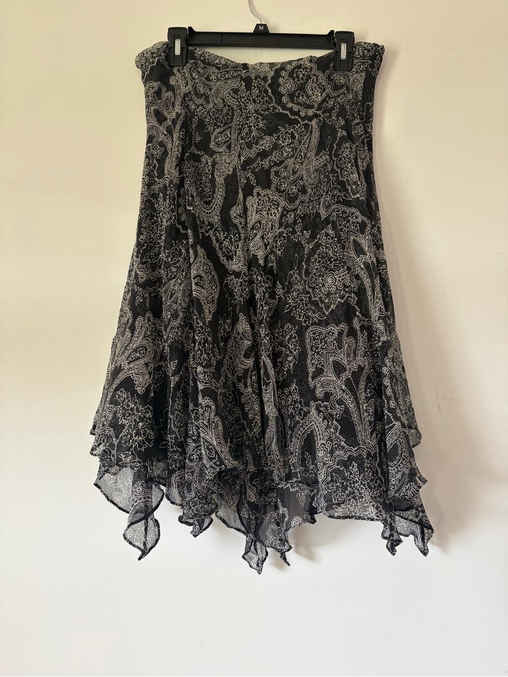 Lauren Ralph Lauren Silk midi skirt witchy whimsigoth paisley ruffles size L